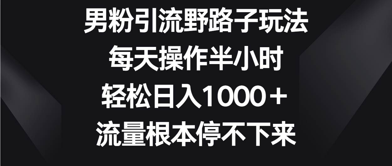 男粉引流野路子玩法，每天操作半小时轻松日入1000＋，流量根本停不下来-问小徐资源库