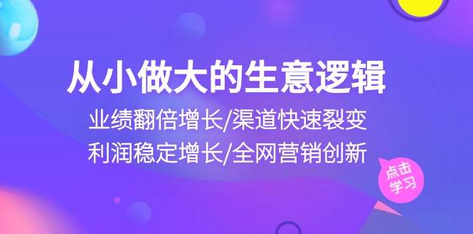 从小做大生意逻辑：业绩翻倍增长/渠道快速裂变/利润稳定增长/全网营销创新-问小徐资源库
