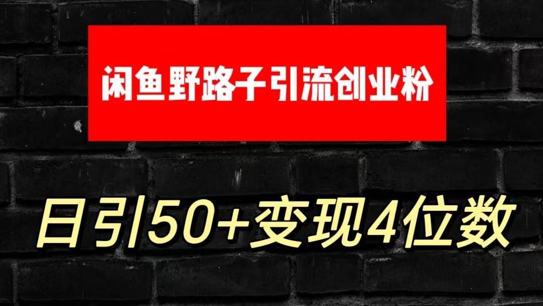 大眼闲鱼野路子引流创业粉，日引50+单日变现四位数-问小徐资源库