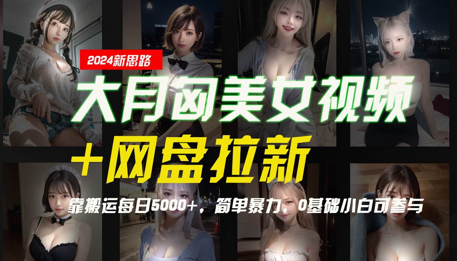 【新思路】大月匈美女视频+网盘拉新，靠搬运每日5000+，简单暴力，0基础小白可参与-问小徐资源库