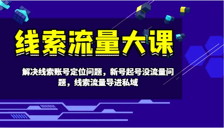 线索流量大课-解决线索账号定位问题，新号起号没流量问题，线索流量导进私域-问小徐资源库