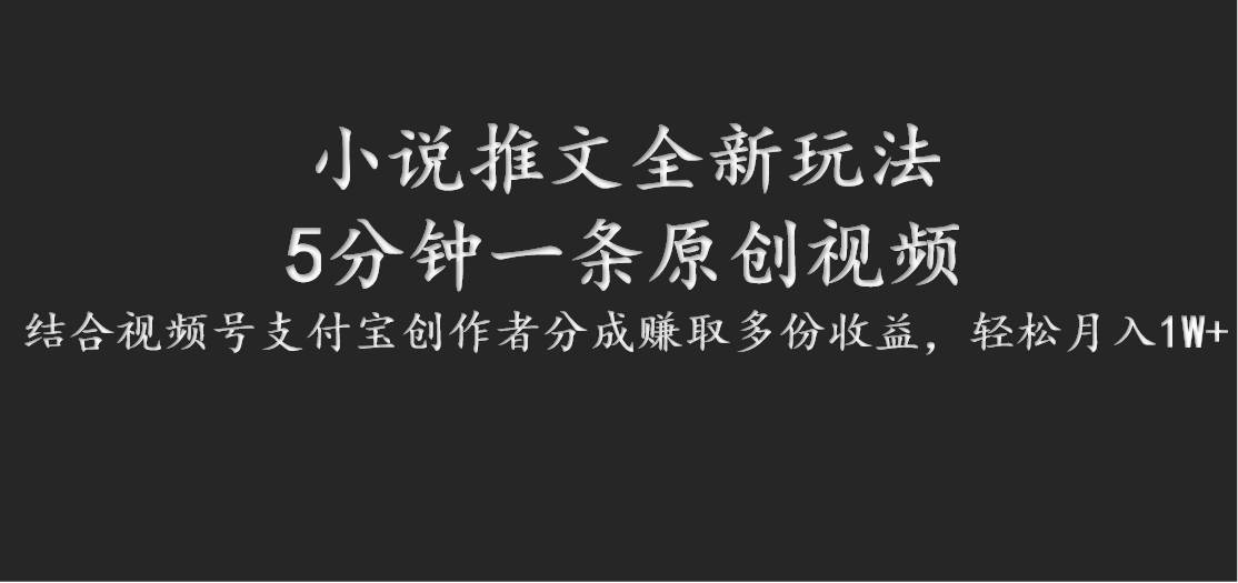 小说推文全新玩法，5分钟一条原创视频，结合视频号支付宝创作者分成赚取多份收益-问小徐资源库