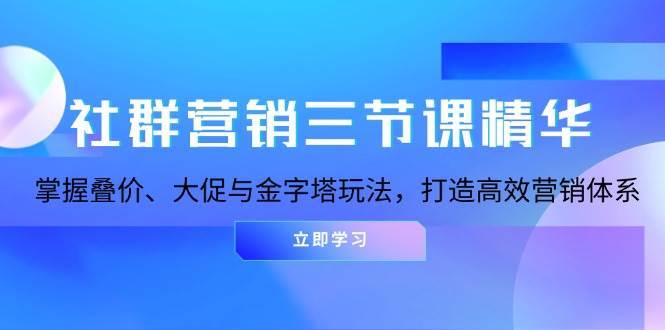 社群营销三节课精华：掌握叠价、大促与金字塔玩法，打造高效营销体系-问小徐资源库