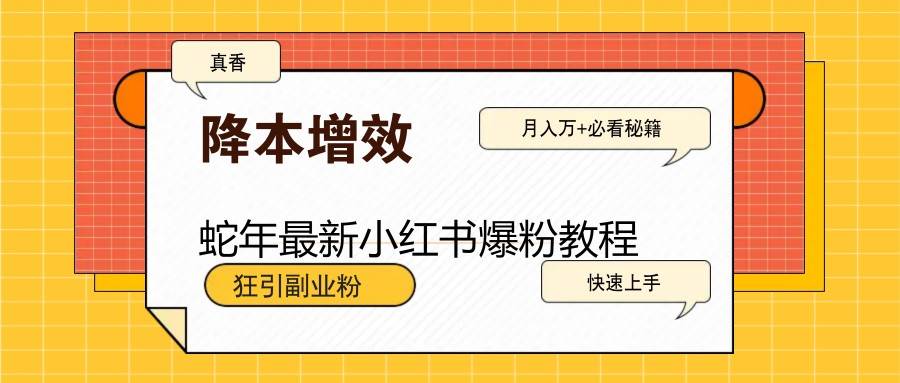 蛇年最新小红书爆粉教程，狂引副业粉，月入万+必看-问小徐资源库
