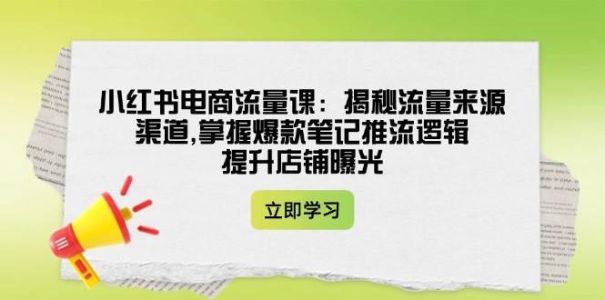 小红书电商流量课：揭秘流量来源渠道,掌握爆款笔记推流逻辑,提升店铺曝光-问小徐资源库