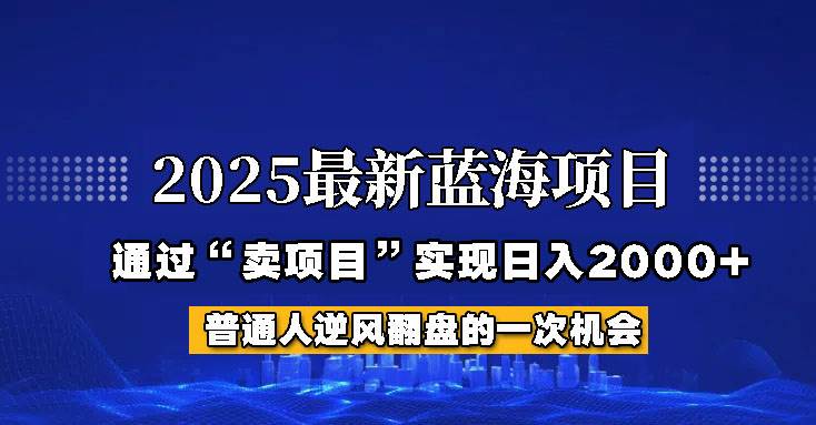 2025年蓝海项目，如何通过“网创项目”日入2000+-问小徐资源库