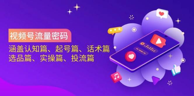 视频号流量密码：涵盖认知篇、起号篇、话术篇、选品篇、实操篇、投流篇-问小徐资源库