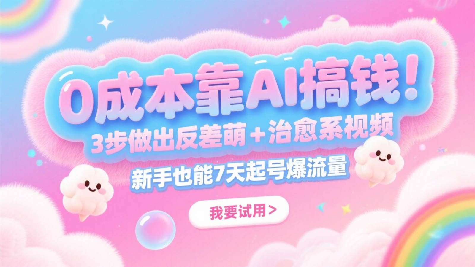 0成本靠AI搞钱！3步做出反差萌+治愈系视频，新手也能7天起号爆流量，月入5位数-问小徐资源库