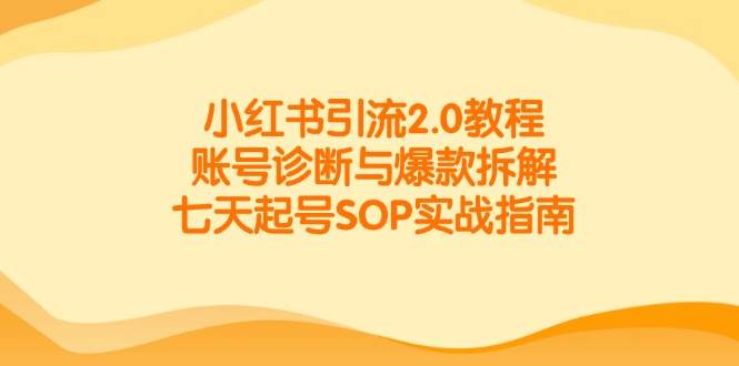 小红书引流2.0教程，账号诊断与爆款拆解，七天起号SOP实战指南-问小徐资源库