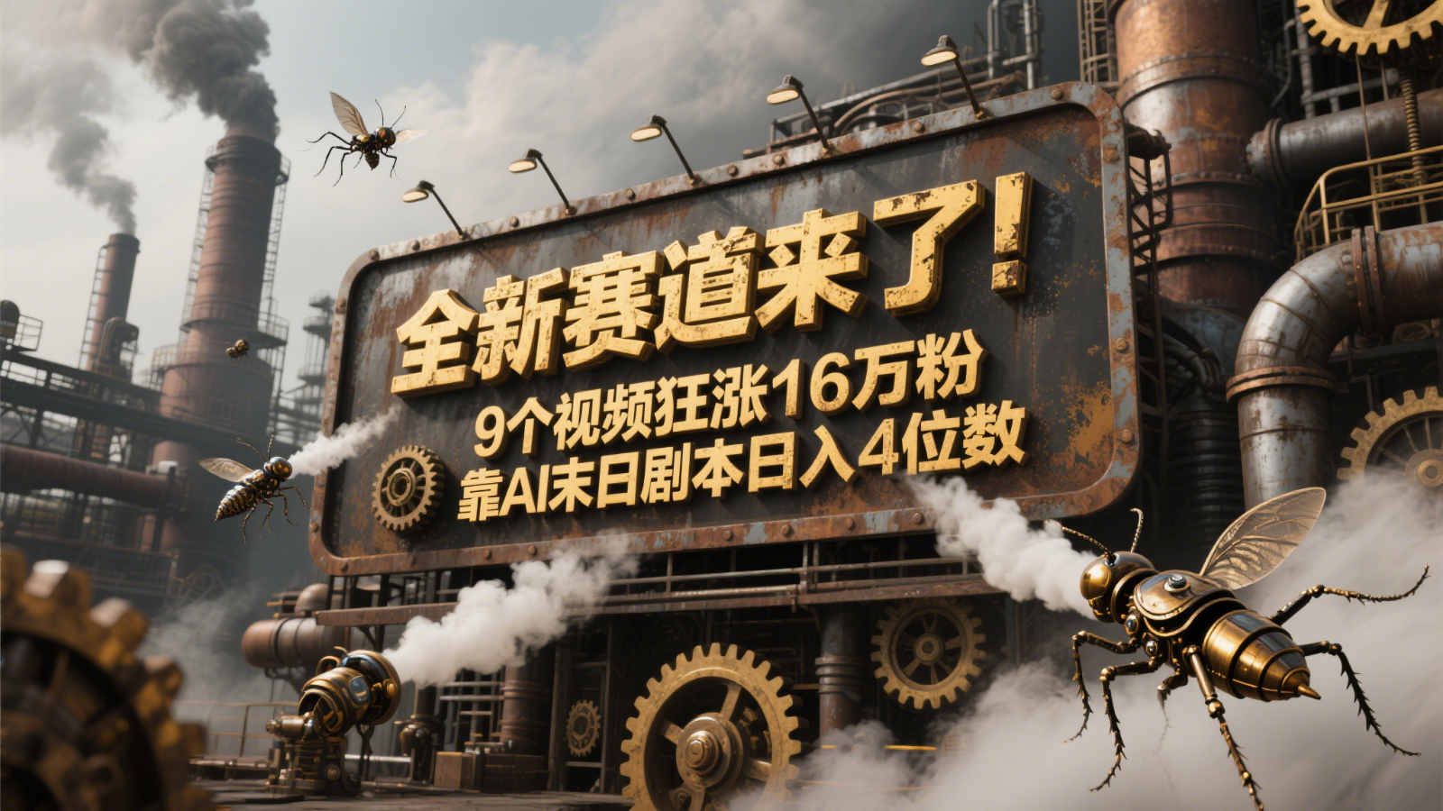 全新赛道来了！9个视频狂涨16万粉，靠AI末日剧本日入4位数，评论区爆肝追更！-问小徐资源库
