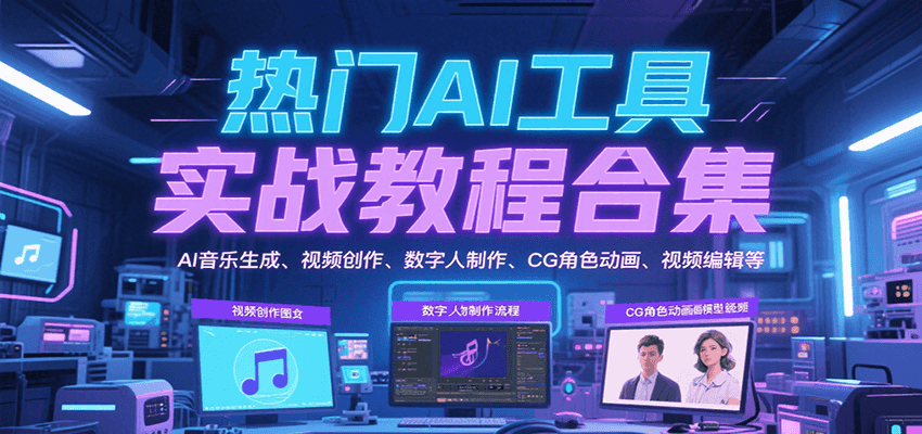 热门AI工具实战教程合集，AI音乐生成、视频创作、数字人制作、CG角色动画、视频编辑等-问小徐资源库