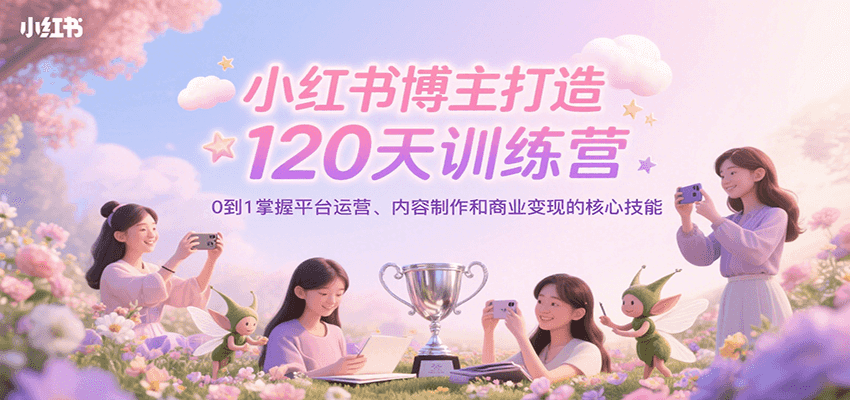小红书博主打造120天训练营，0到1掌握平台运营、内容制作和商业变现-问小徐资源库