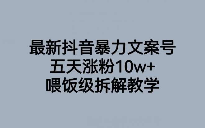 最新抖音暴力文案号，五天涨粉10w+，喂饭级拆解教学-问小徐资源库