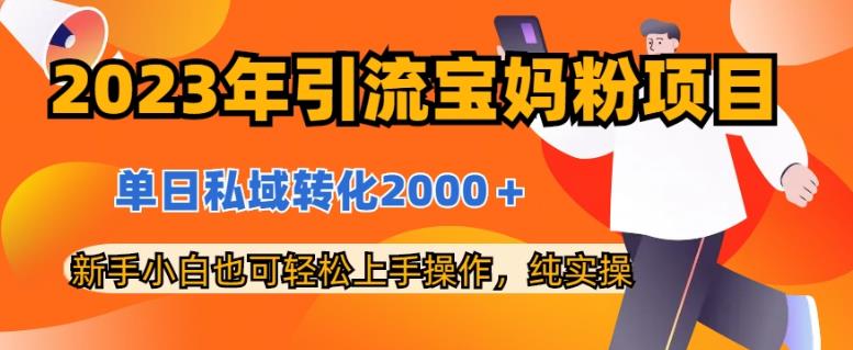 2023年引流宝妈粉项目，单日私域转化2000＋，新手小白也可轻松上手操作，纯实操-问小徐资源库
