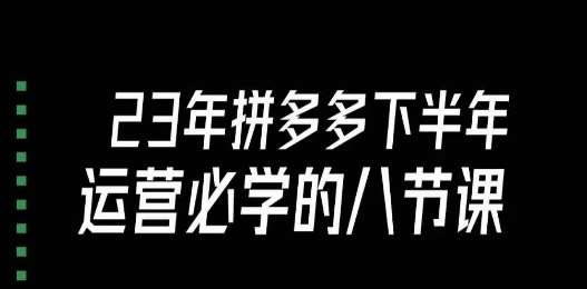 大牙·23年下半年拼多多运营必学的八节课（18节完整）-问小徐资源库