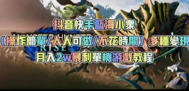 抖音快手蓝海小众（操作简单人人可做不花时间）多种变现月入2w＋暴利单机游戏教程-问小徐资源库