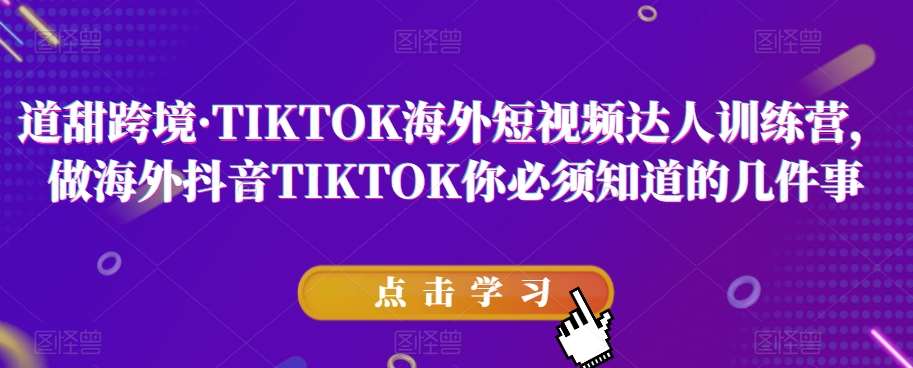 道甜跨境·TIKTOK海外短视频达人训练营，做海外抖音TIKTOK你必须知道的几件事-问小徐资源库