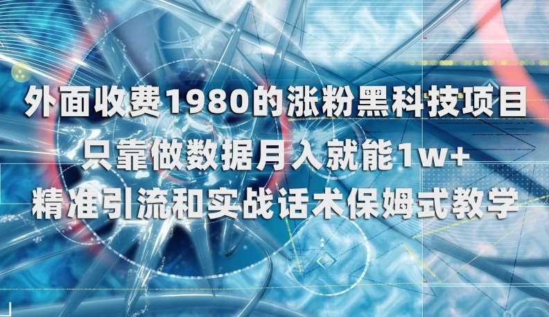外面收费1980的涨粉黑科技项目，只靠做数据月入就能1w+【揭秘】-问小徐资源库