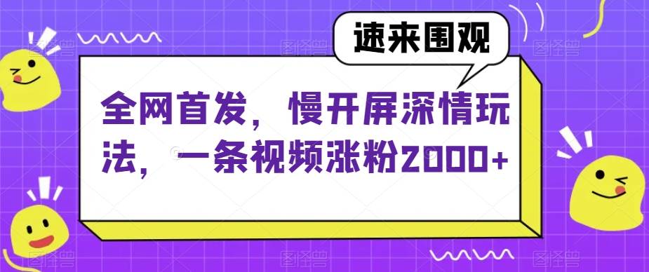 全网首发，慢开屏深情玩法，一条视频涨粉2000+【揭秘】-问小徐资源库