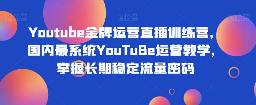 Youtube金牌运营直播训练营，国内最系统YouTuBe运营教学，掌握长期稳定流量密码-问小徐资源库