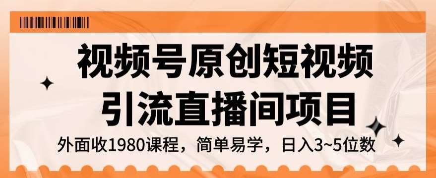 视频号原创短视频引流直播间项目，日入3~5五位数【揭秘】-问小徐资源库