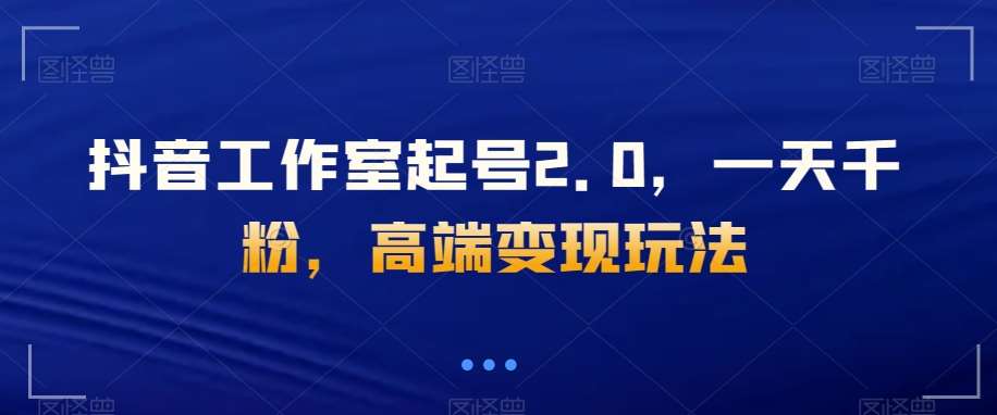 抖音工作室起号2.0，一天千粉，高端变现玩法【揭秘】-问小徐资源库