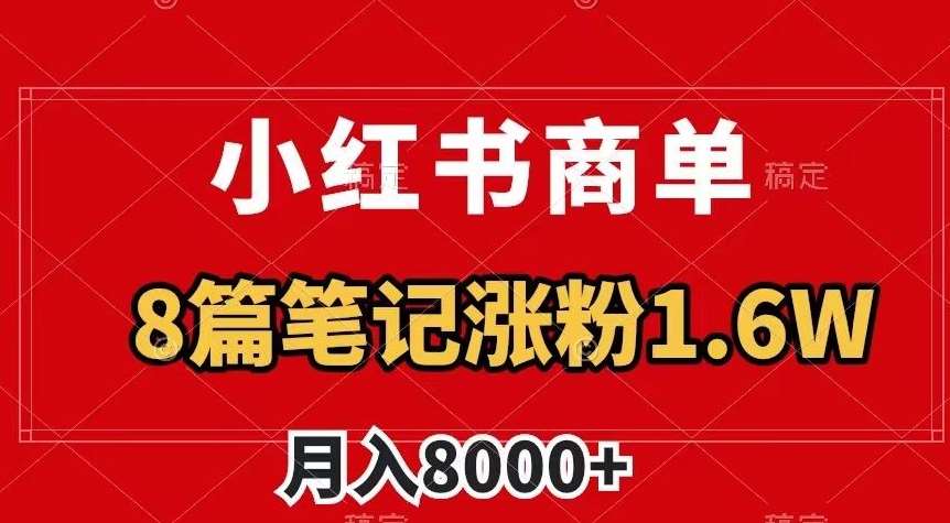 小红书商单最新玩法，8篇笔记涨粉1.6w，作品制作简单，月入8000+【揭秘】-问小徐资源库