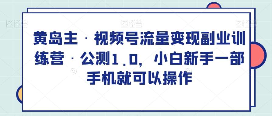 黄岛主·视频号流量变现副业训练营·公测1.0，小白新手一部手机就可以操作-问小徐资源库