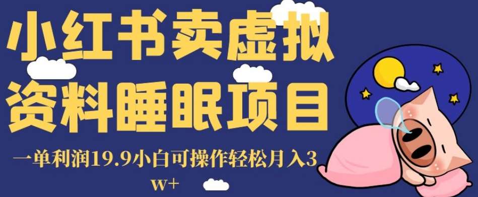 小红书卖虚拟资料睡眠项目，一单利润19.9小白可操作轻松月入3w+【揭秘】-问小徐资源库