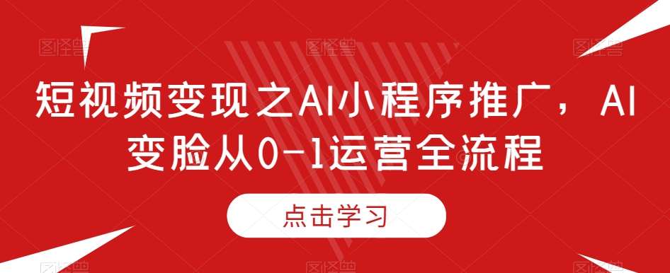 短视频变现之AI小程序推广，AI变脸从0-1运营全流程-问小徐资源库
