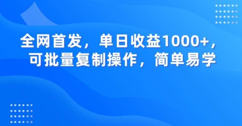 全网首发，单日收益1000+，可批量复制操作，简单易学【揭秘】-问小徐资源库
