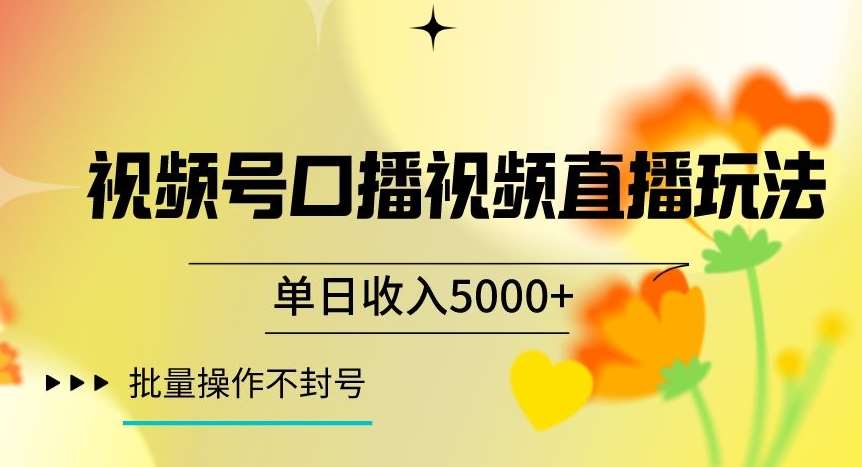 视频号囗播视频直播玩法，单日收入5000+，批量操作不封号【揭秘】-问小徐资源库
