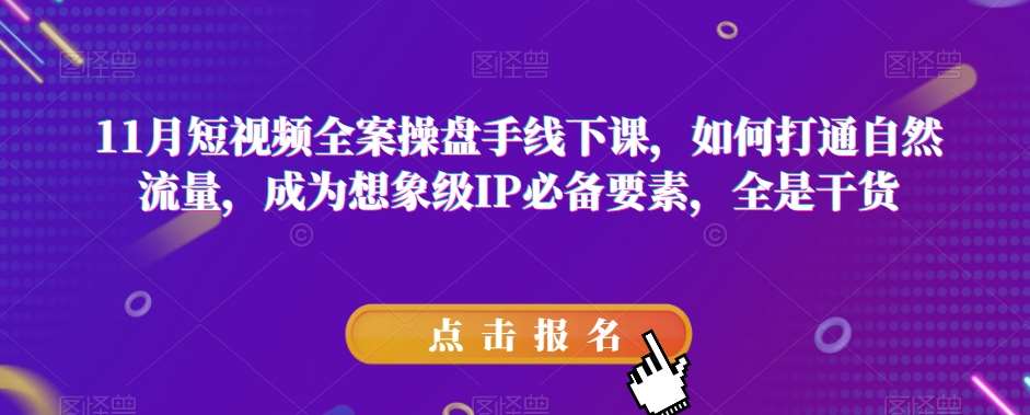 11月短视频全案操盘手线下课，如何打通自然流量，成为想象级IP必备要素，全是干货-问小徐资源库
