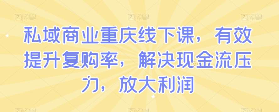 私域商业重庆线下课，有效提升复购率，解决现金流压力，放大利润-问小徐资源库