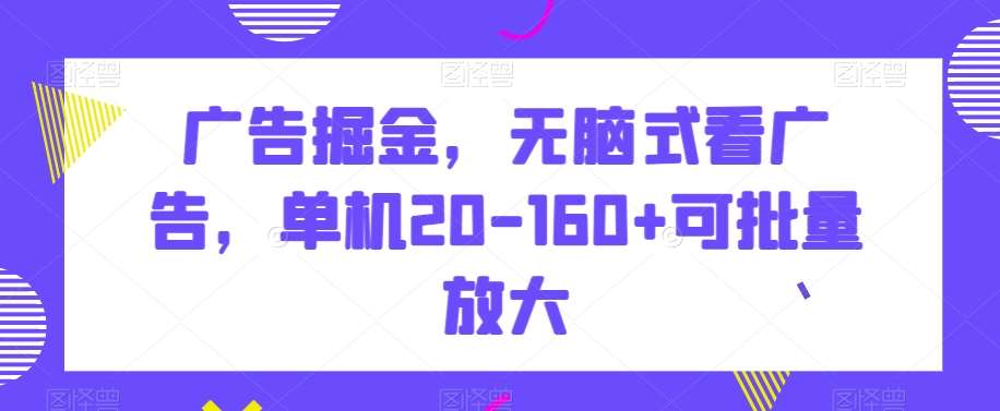 广告掘金，无脑式看广告，单机20-160+可批量放大【揭秘】-问小徐资源库