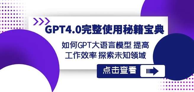 GPT4.0完整使用-秘籍宝典：如何GPT大语言模型提高工作效率探索未知领域-问小徐资源库