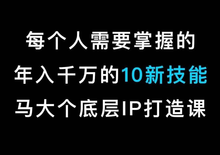 马大个的IP底层逻辑课，​每个人需要掌握的年入千万的10新技能，约会底层IP打造方法！-问小徐资源库