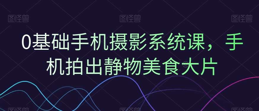0基础手机摄影系统课，手机拍出静物美食大片-问小徐资源库