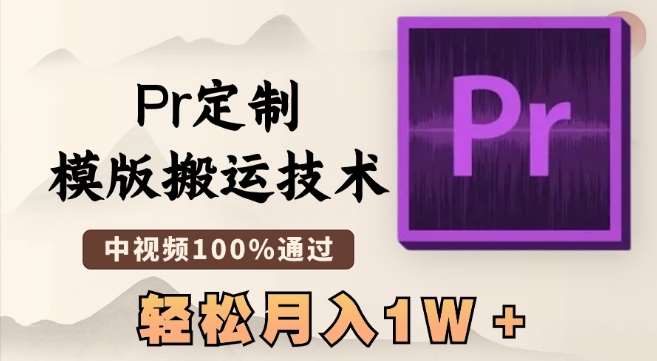 最新Pr定制模版搬运技术，中视频100%通过，几分钟一条视频，轻松月入1W＋【揭秘】-问小徐资源库