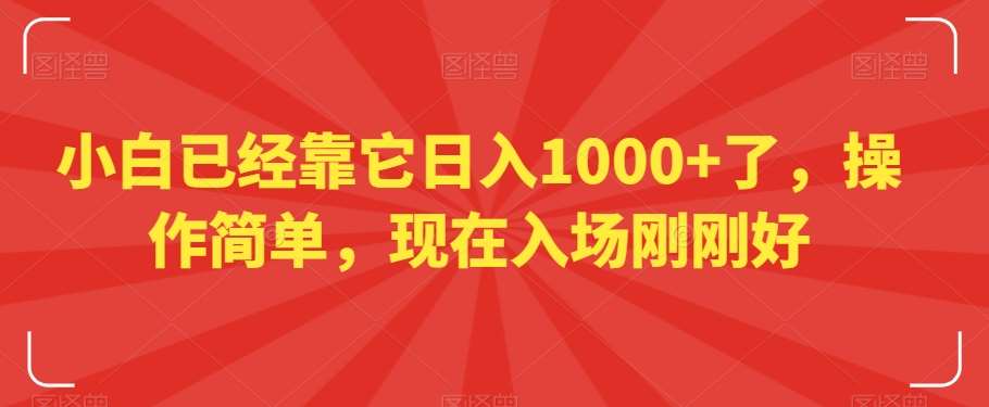 小白已经靠它日入1000+了，操作简单，现在入场刚刚好【揭秘】-问小徐资源库