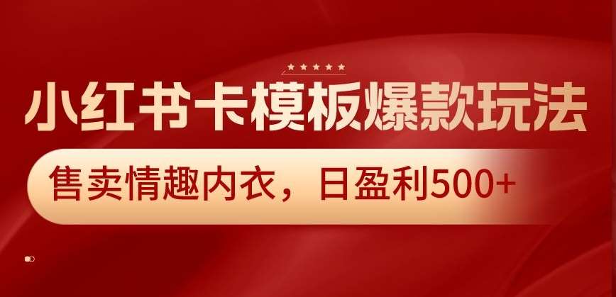 小红书卡模板爆款玩法，售卖情趣内衣，日盈利500+【揭秘】-问小徐资源库
