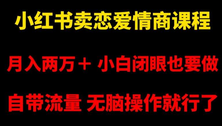 小红书卖恋爱情商课程，月入两万＋，小白闭眼也要做，自带流量，无脑操作就行了【揭秘】-问小徐资源库