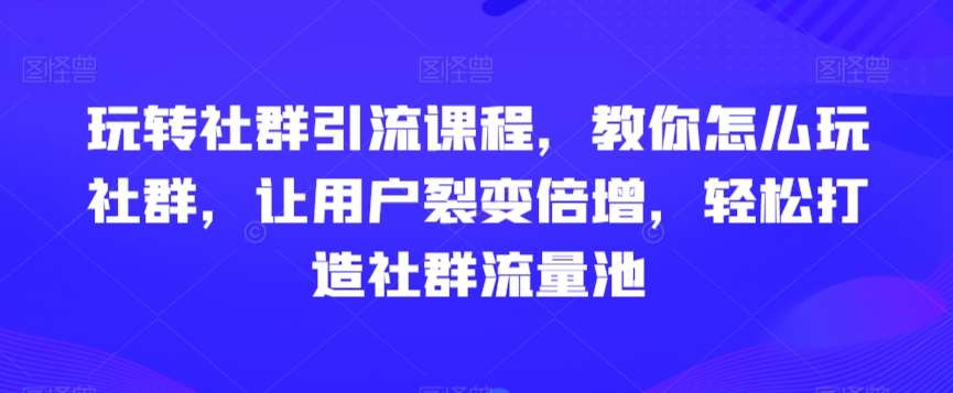 玩转社群引流课程，教你怎么玩社群，让用户裂变倍增，轻松打造社群流量池-问小徐资源库