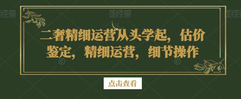 二奢精细运营从头学起，估价鉴定，精细运营，细节操作-问小徐资源库