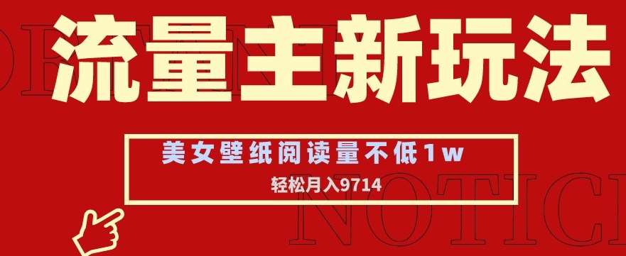 流量主新玩法，美女壁纸和头像，阅读量不低于1w，月入9741【揭秘】-问小徐资源库