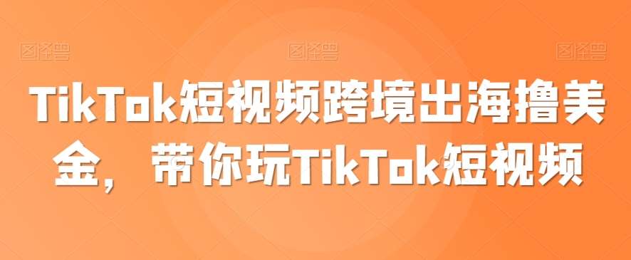 TikTok短视频跨境出海撸美金，带你玩TikTok短视频-问小徐资源库