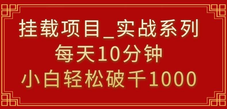 挂载项目，小白轻松破1000，每天10分钟，实战系列保姆级教程【揭秘】-问小徐资源库