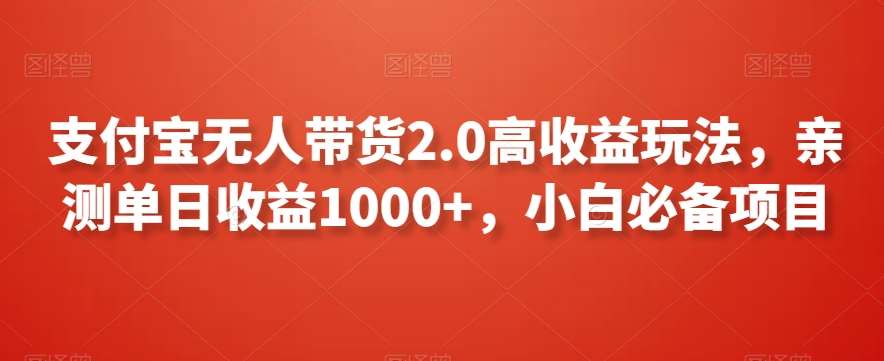 支付宝无人带货2.0高收益玩法，亲测单日收益1000+，小白必备项目【揭秘】-问小徐资源库
