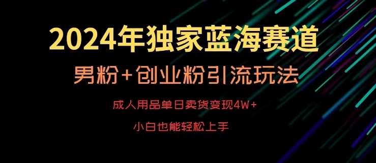 2024年独家蓝海赛道，成人用品单日卖货变现4W+，男粉+创业粉引流玩法，不愁搞不到流量【揭秘】-问小徐资源库