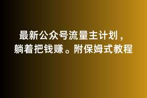 2月最新公众号流量主计划，躺着把钱赚，附保姆式教程【揭秘】-问小徐资源库